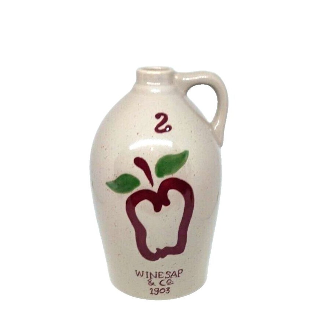Winesap & Co. APPLE Pottery Stoneware Handled Jug ~ Kitchen Storage Wine Decor